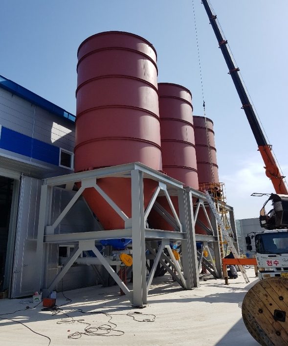 Adsorption towers being fabricated and installed