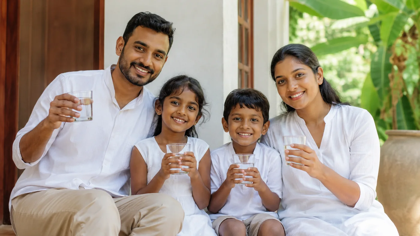 A family enjoying clean, safe drinking water at home