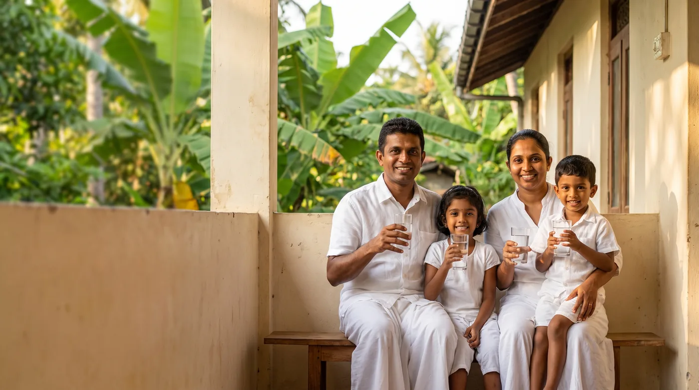 A family with clean drinking water at home