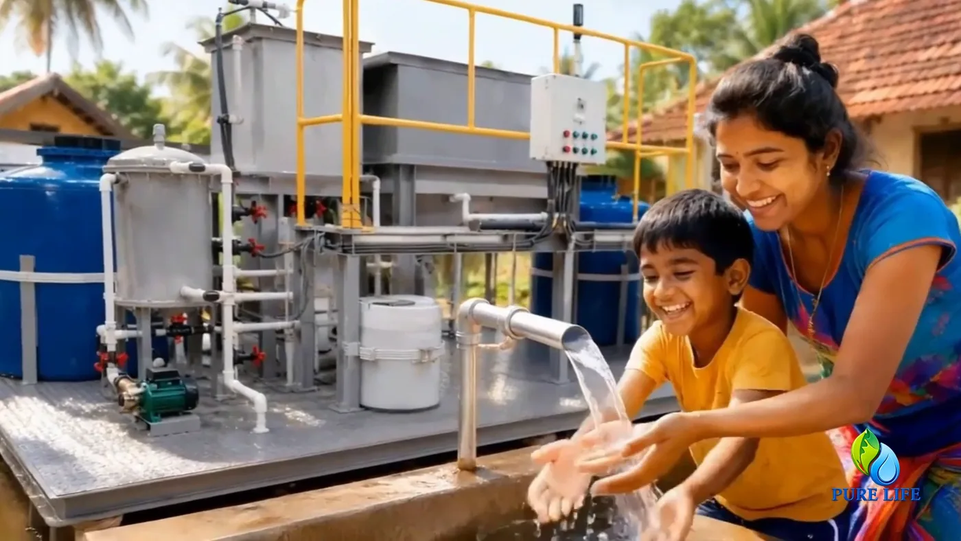 Villagers with clean water